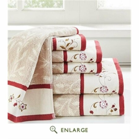 MADISON PARK Serene Embroidered Cotton Jacquard Towel Set, Red - 6 Piece MP73-4968